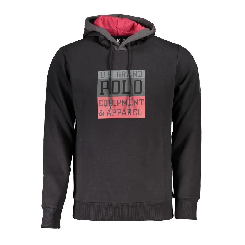 Men's Sweaters with Raglan SleevesU.S. Grand Polo Sleek Hooded Fleece Sweatshirt with Contrast Men's Details Men's Sweaters with Raglan SleevesU.S. Grand Polo Sleek Hooded Fleece Sweatshirt with Contrast Men's Details
