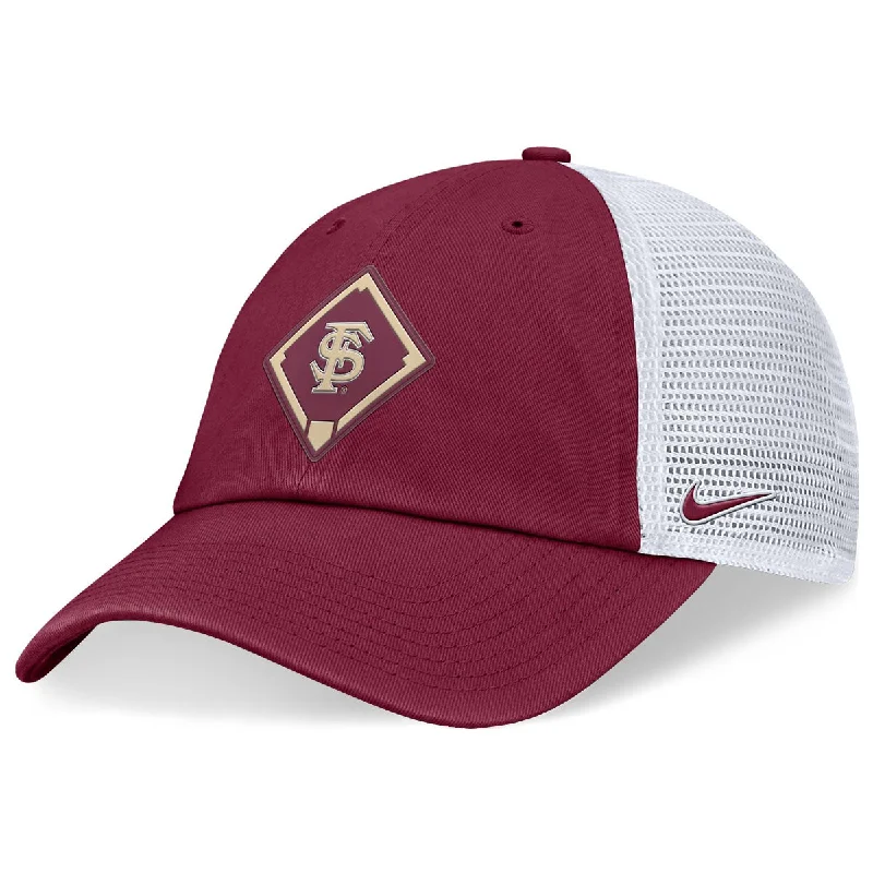Waterproof Work HatsNike Interlocking FS Baseball Diamond Design Adjustable Unstructured Trucker - Garnet/White