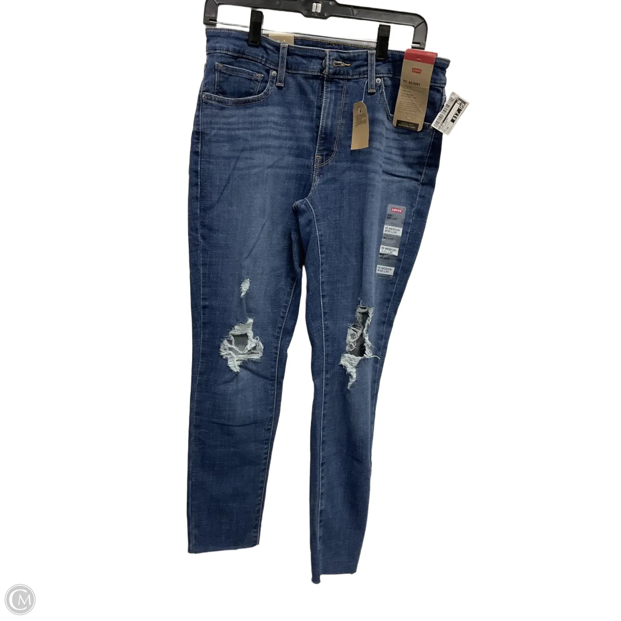 Fashionable Men's JeansJeans Skinny By Levis In Blue Denim, Size: 10