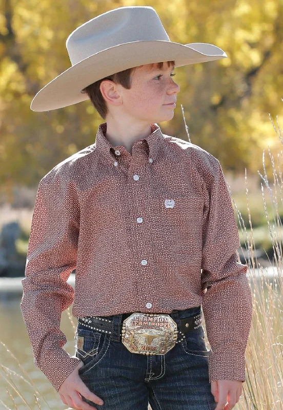 Men's V-Neck T-Shirts for a Flattering ShapeCinch Boys Geometric Print Western Long Sleeve Shirt