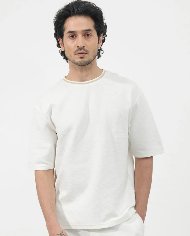 Warm Men's Fleece-Lined TopsRare Rabbit Men's Adiso-1 Off White Cotton Blend Fabric Short Sleeve Crew Neck Oversized Fit Plain T-Shirt Warm Men's Fleece-Lined TopsRare Rabbit Men's Adiso-1 Off White Cotton Blend Fabric Short Sleeve Crew Neck Oversized Fit Plain T-Shirt