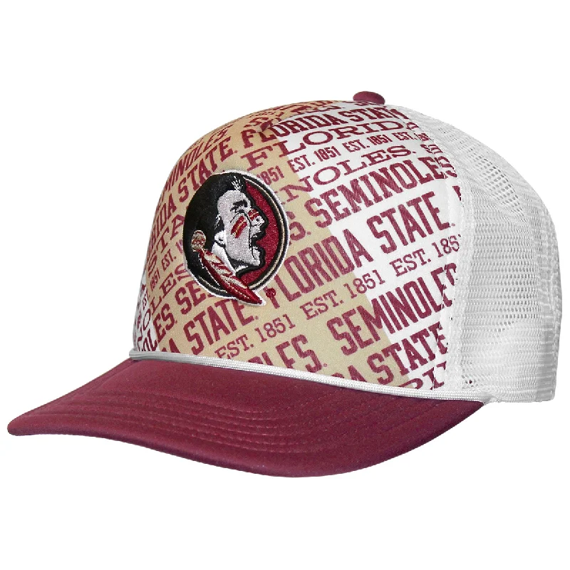 Summer Straw HatsLegacy Florida State Seminoles/Seminole Logo Design Adjustable Foam Trucker Cap - Garnet/White