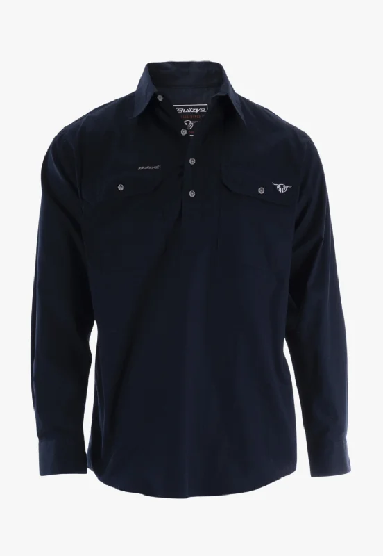 Men's Layering Shirts for Seasonal TransitionsBullzye Mens Half Placket Long Sleeve Work Shirt