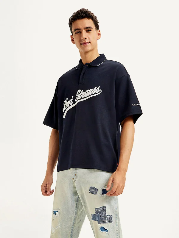 Men's Shirts with Mock NecksMen's Brand Logo Loose Fit Polo T-shirt