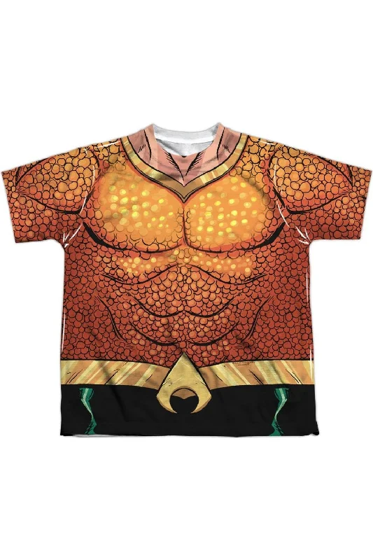 Men's Dressy Shirts for Formal EventsJustice League of America Aquaman Rebirth Uniform Short Sleeve Youth Poly Crew Tee / T-Shirt
