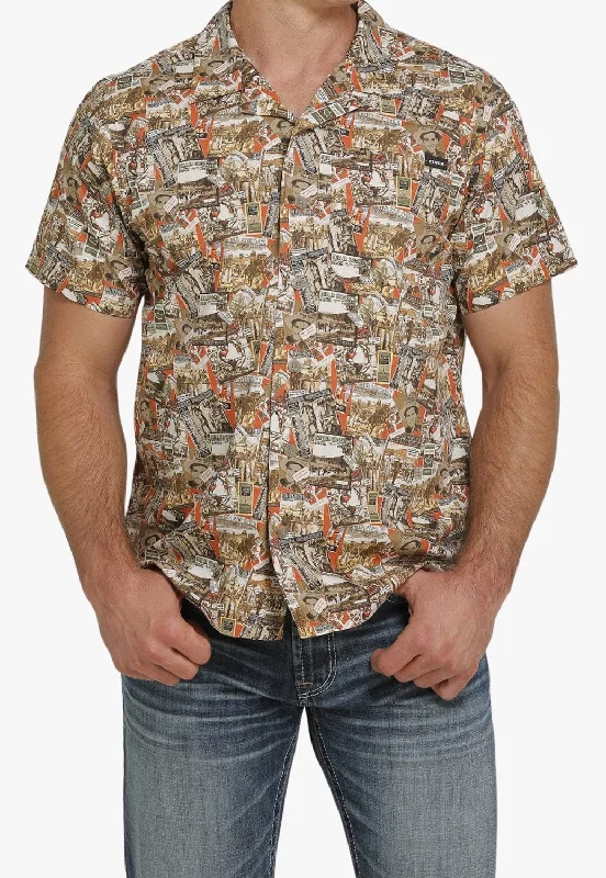 Men's Dressy Button-Down Shirts for Formal OccasionsCinch Mens Rodeo Print Short Sleeve Shirt
