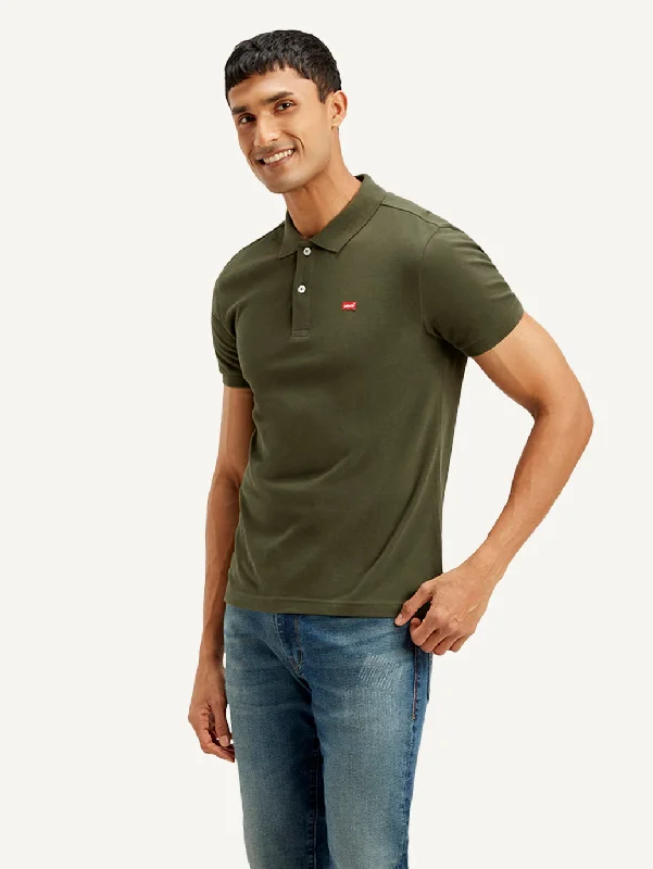 Men's Shirts with Zippered PocketsMen's Solid Slim Fit Polo T-shirt