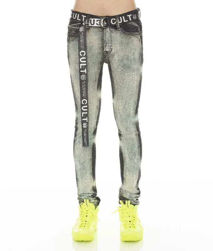 Men's Jeans with PocketsPUNK SUPER SKINNY STRETCH W/ WHITE BELT IN GLAZED