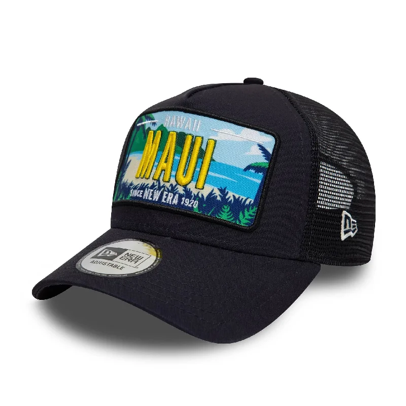 High-Quality BeaniesNew Era License Plate Navy 9FORTY A-Frame Trucker Adjustable Cap