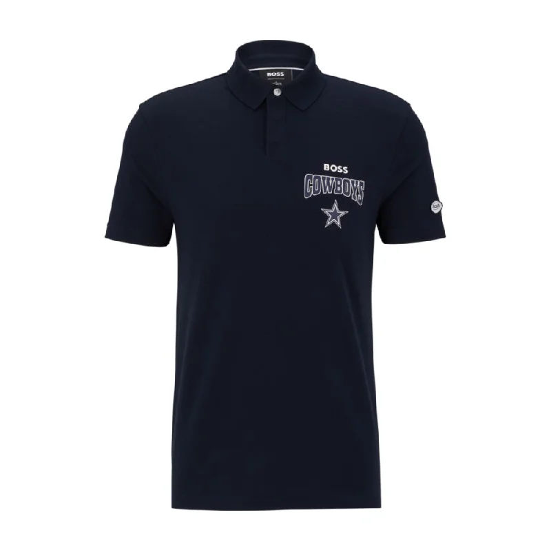 Men's Shirts for Beach OutingsBOSS x NFL cotton-piqu polo shirt with collaborative branding