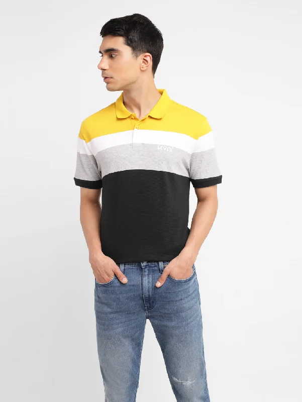 Breathable Men's Mesh TopsMen's Colorblock Slim Fit Polo T-shirt
