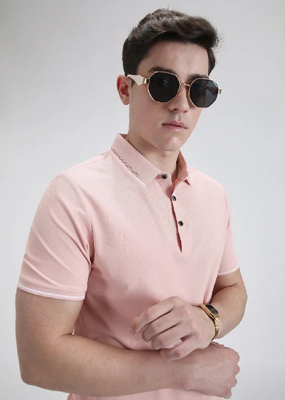 Stylish Men's HenleysSoft Pink Stitchless Polo t-shirt