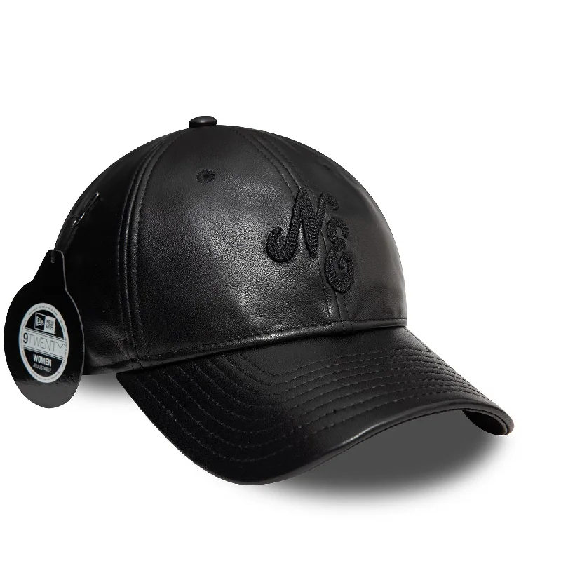 Retro Baseball CapsNew Era Image Leather Black 9TWENTY Adjustable Cap