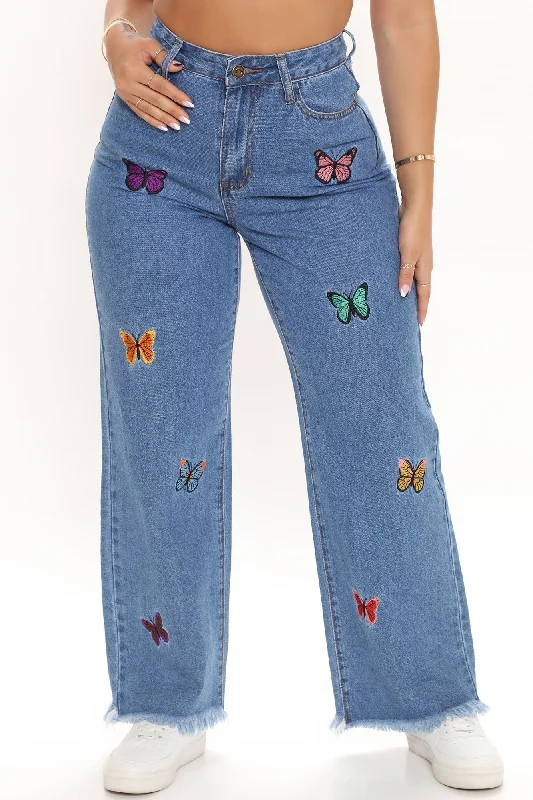 Vintage Men's JeansKittenAlarm - On Butterfly Wings Straight Leg Jeans - Medium Blue Wash