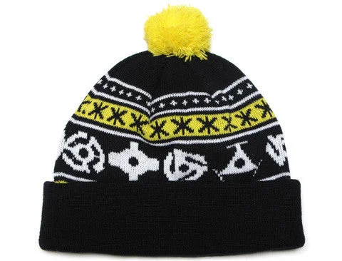Customized Baseball CapsTrue 45 Pom Beanie Black/Yellow