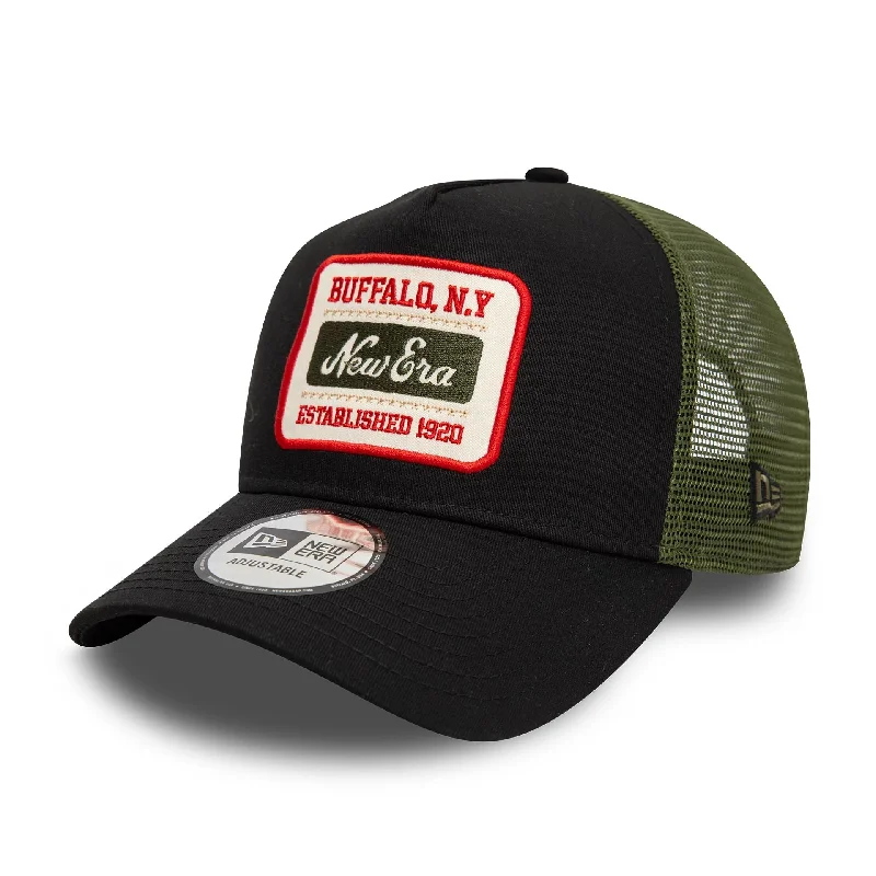 Youth Baseball HatsNew Era Patch Black 9FORTY A-Frame Trucker Adjustable Cap