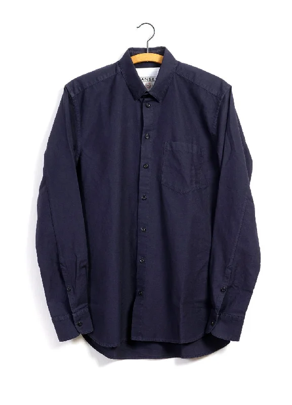 Men's Striped Long-Sleeve Shirts for a Maritime FeelHAAKON | Hidden Button-down Shirt | Blue