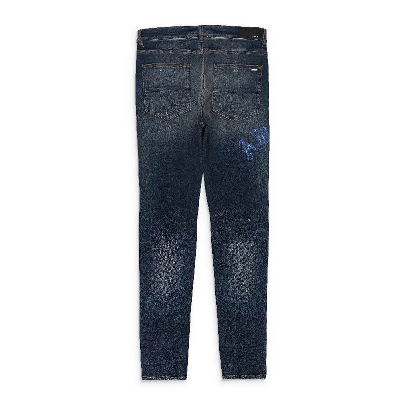 Men's Jeans with EmbroideryBANDANA OLD ENGLISH LOGO DEEP CLASSIC SKINNY JEANS