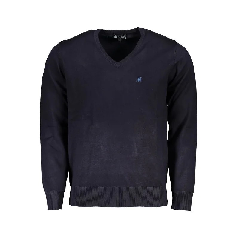 Men's Sweaters with Herringbone PatternsU.S. Grand Polo Blue Nylon Men's Sweater