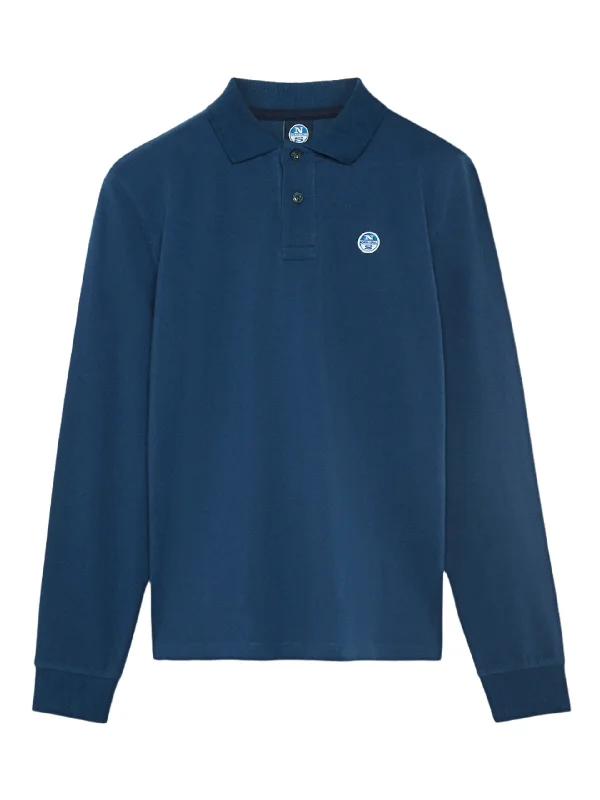 Men's Shirts for HikingID20473-North Sails Long Sleeve Dark Denim  Polo Shirt