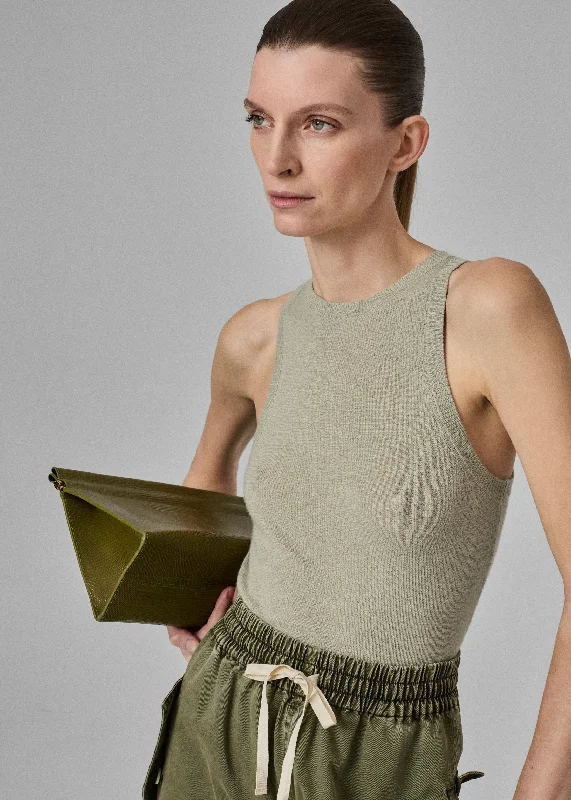 Men's Sweaters with Contrast TrimSporty Tank in Fine Cashmere - Alfalfa