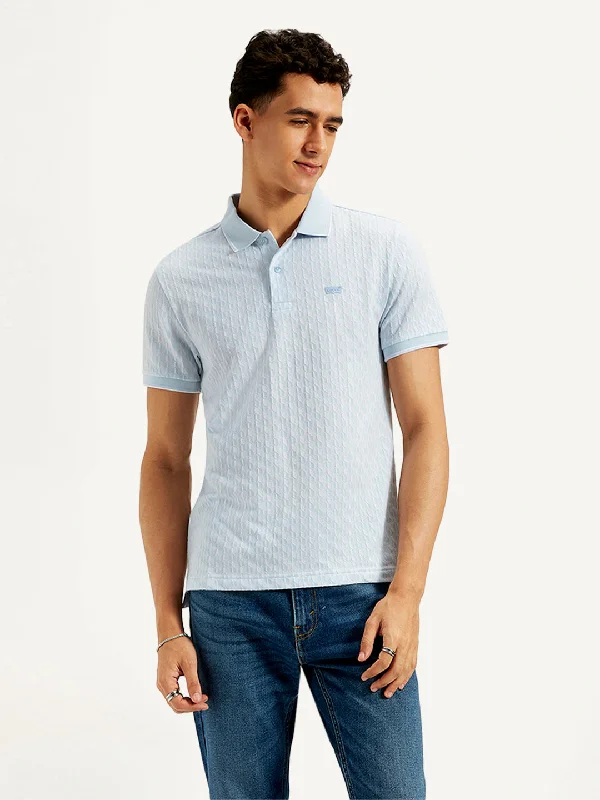 Men's Shirts with Surplice HemlinesMen's Textured Slim Fit Polo T-Shirt
