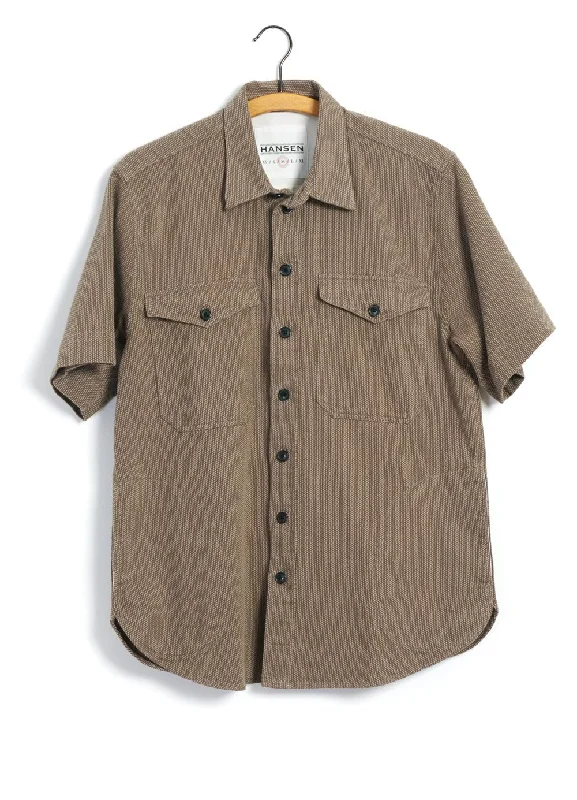 Men's Cowboy Shirts for Western StyleVILLY | Short Sleeve Shirt | Khaki Sashiko