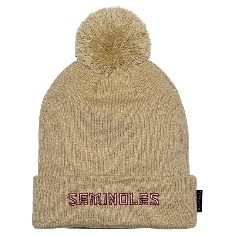 Patterned Beanie CapsNike Seminoles Cuff Pom Knit Cap - Gold