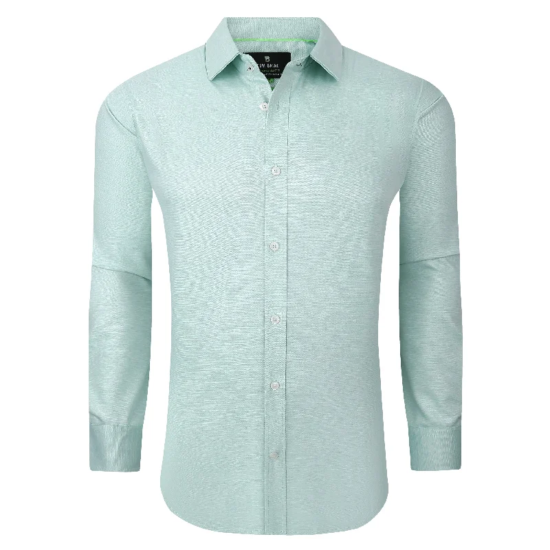 Men's Designer Dress Shirts for High-End FashionTom Baine Solid Linen Feel Long Sleeve Button Down