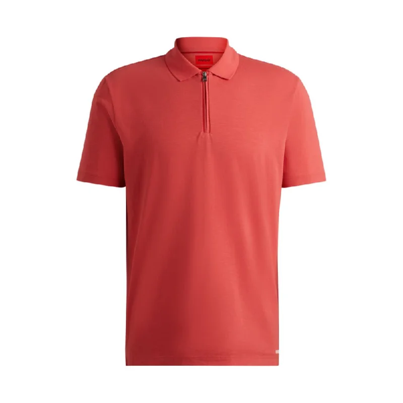 Durable Men's Work ShirtsCotton-blend polo shirt with zip placket