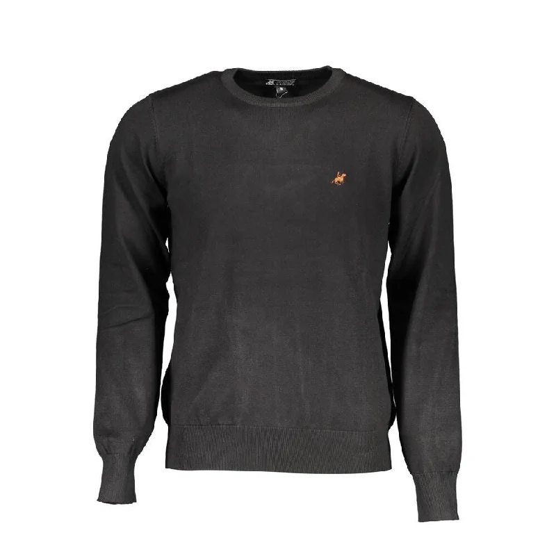 Men's Sweaters with ButtonsU.S. Grand Polo Black Nylon Men's Sweater