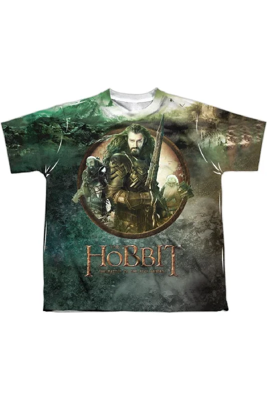 Men's Shirts with Zippered PocketsHobbit Dwarves Vs Azog Short Sleeve Youth Poly Crew Tee / T-Shirt
