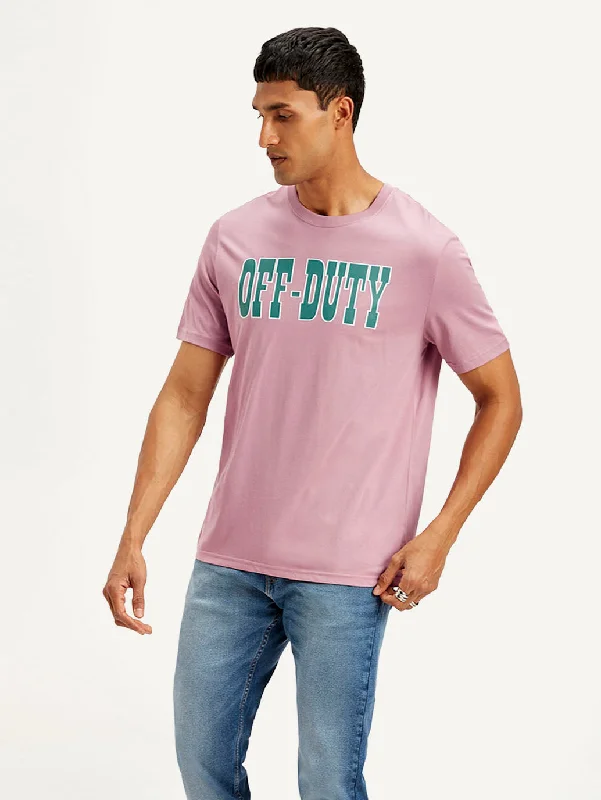 Men's Shirts with Contrast CollarsMen's Typography Crew Neck T-shirt