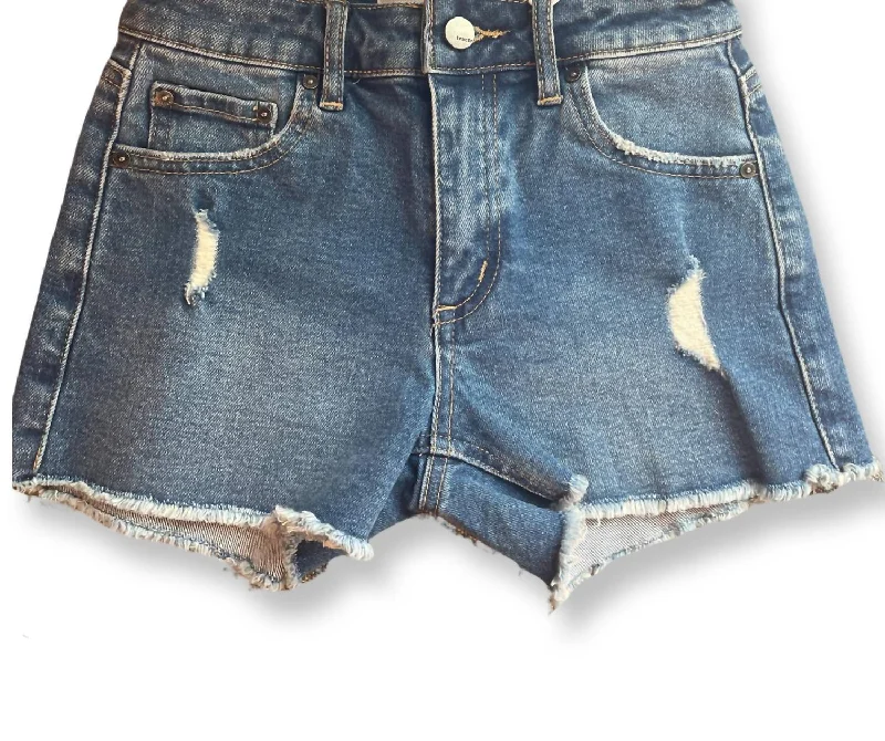 Men's Water-Resistant Swim ShortsGirl High Rise Distressed Jean Short In Dark Wash