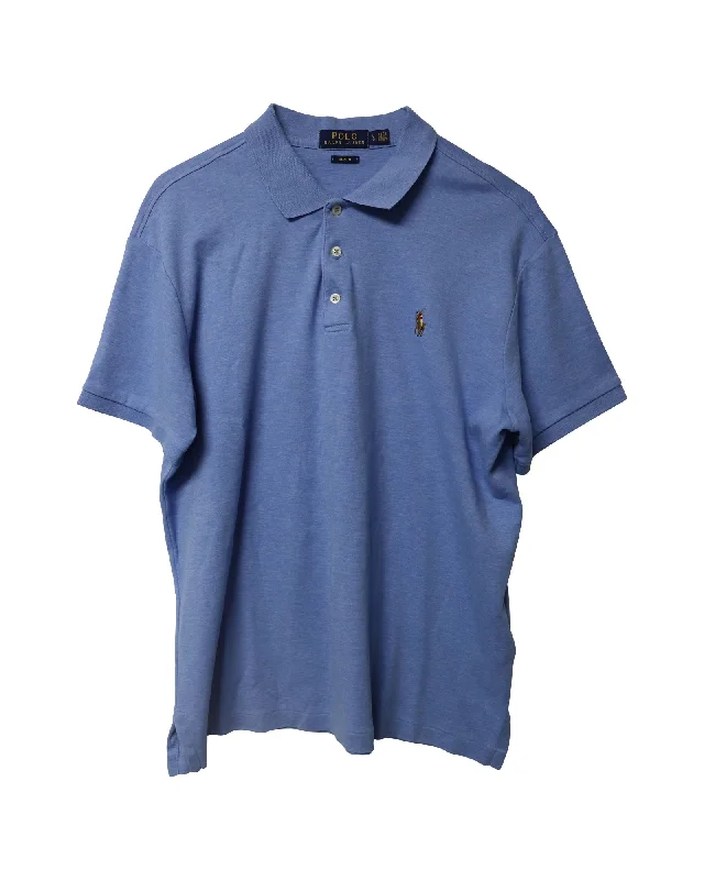 Men's Shirts with Floral PrintsPolo Ralph Lauren Custom Slim Fit Polo T-Shirt in Blue Cotton