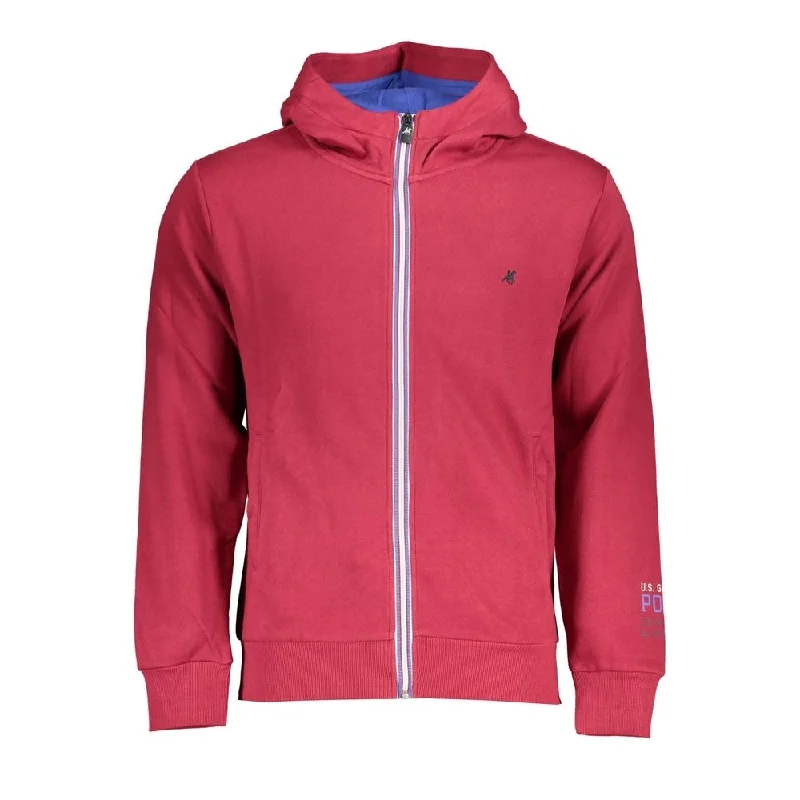 Chic Men's Cashmere SweatersU.S. Grand Polo Chic Pink Fleece Hooded Men's Sweatshirt