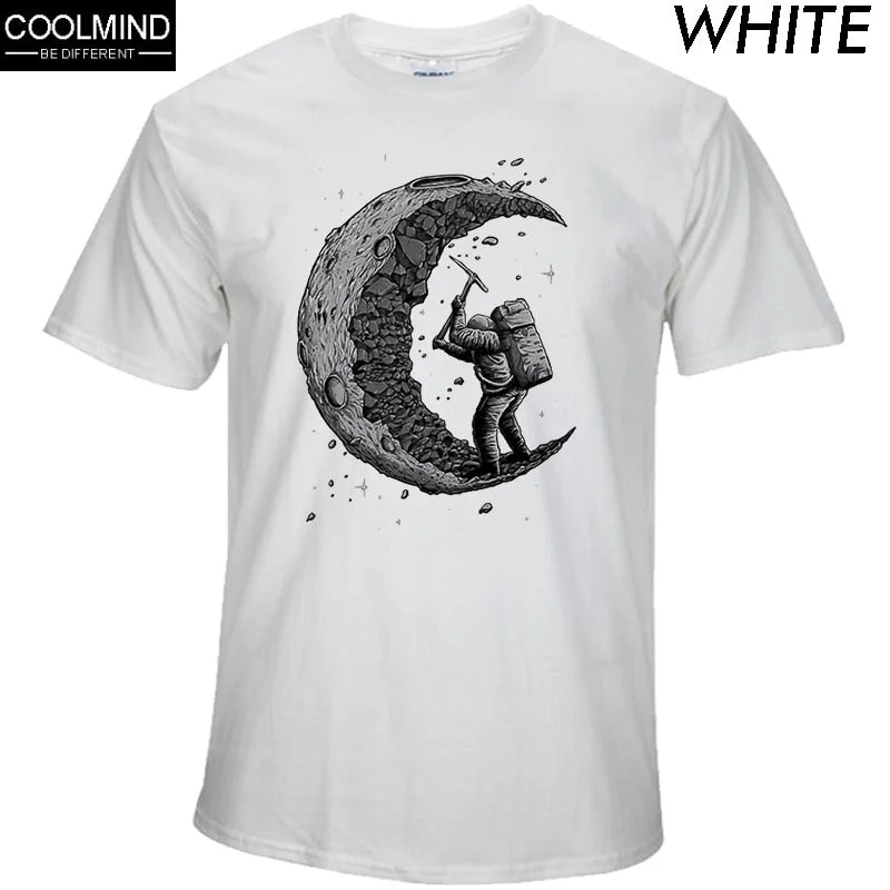 Men's Tailored Shirts for a Professional Appearance100% Cotton Digging The Moon Print  T-shirt