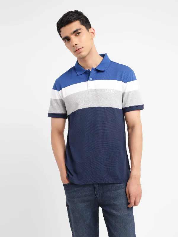 Striped Men's TopsMen's Colorblock Slim Fit Polo T-shirt