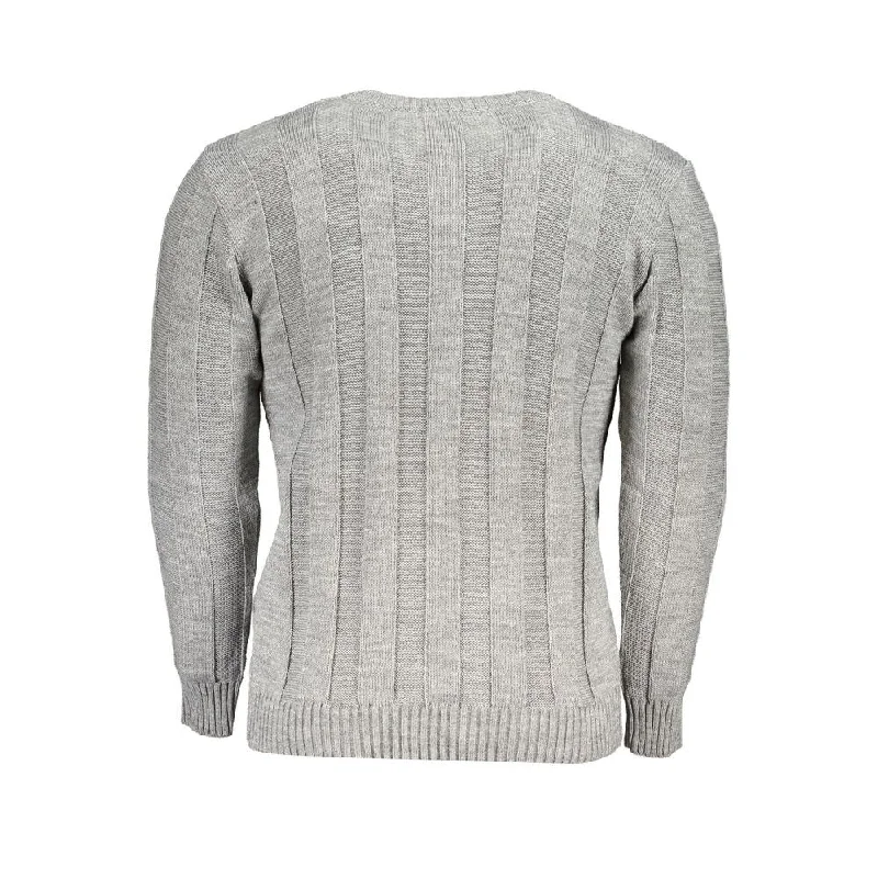 Men's Sweaters with SequinsU.S. Grand Polo Gray Fabric Men's Sweater