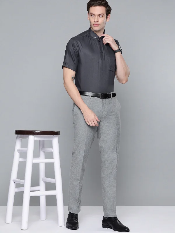 Men's Shirts for BoatingMen Grey Smart Slim Fit Polo Shirt