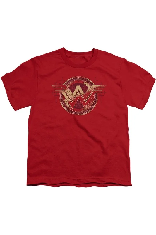 Men's Shirts with Raw-Edge HemlinesBatman V Superman Wonder Woman Shield Short Sleeve Youth Tee / T-Shirt
