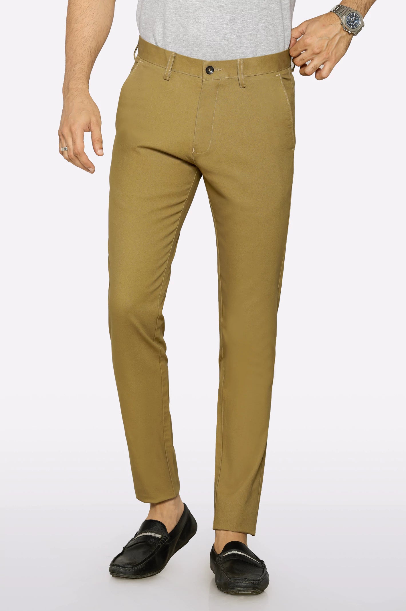 Mid-Waisted Men's JeansCamel Smart Fit Cotton Chino