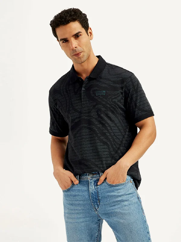 Men's Shirts with Patchwork SleevesMen's Abstract Print Slim Fit Polo T-Shirt
