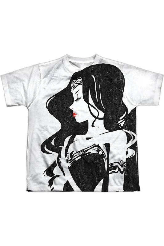 Men's Shirts with Full PlacketsJustice League Movie Wonder Woman Profile Short Sleeve Youth Poly Crew Tee / T-Shirt