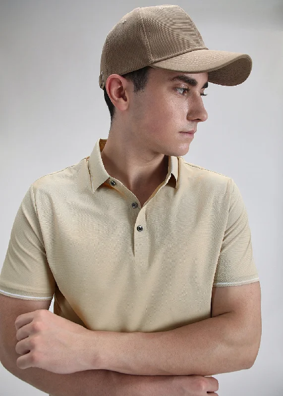 Men's Shirts with Asymmetrical HemlinesSoft Beige Stitchless Polo T-shirt