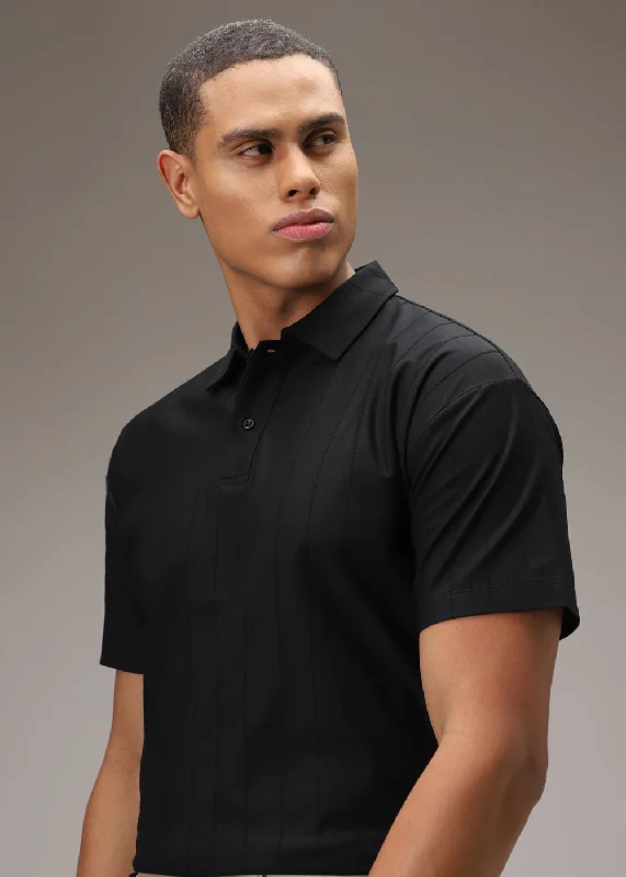 Lightweight Men's Linen ShirtsBlack Striped Polo T-Shirt