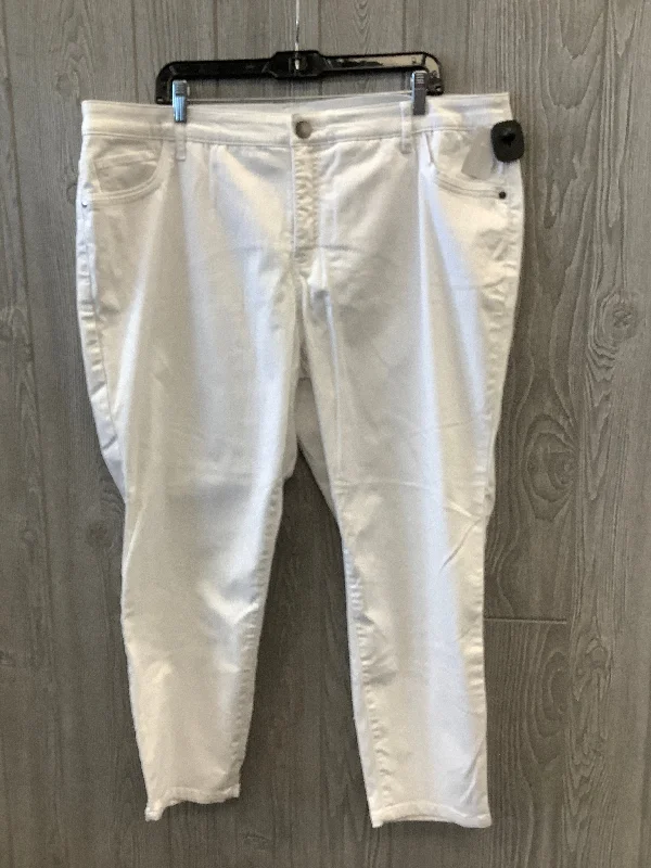 Men's Jeans with RipsWhite Denim Jeans Cropped Cj Banks, Size 20w
