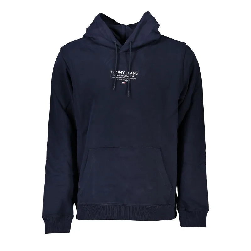 Fitted Men's Slim-Fit SweatersTommy Hilfiger Chic Blue Hooded Sweatshirt with Logo Men's Detail