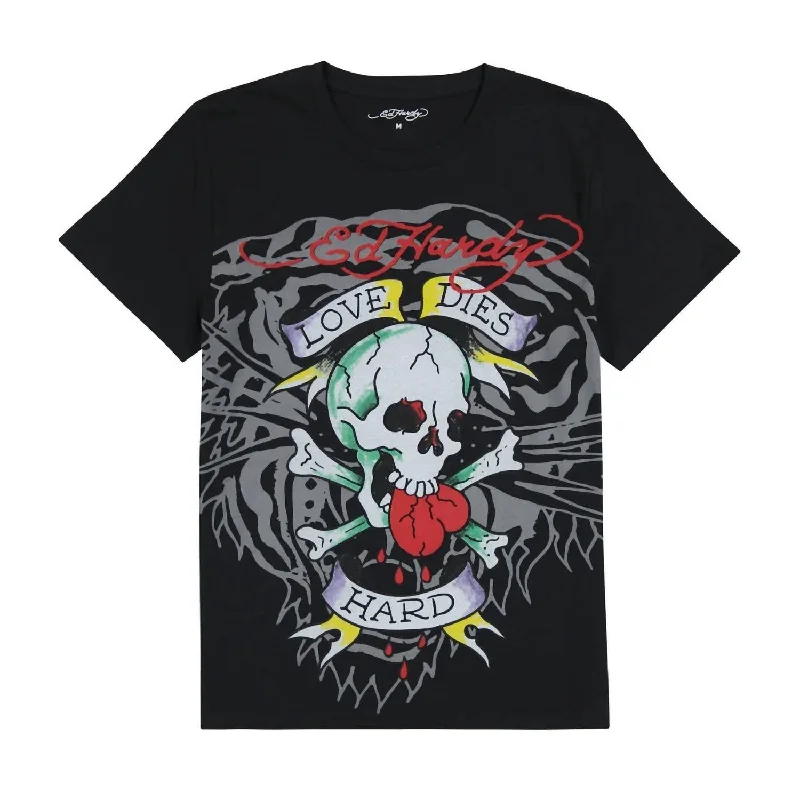 Men's Shirts with Button-Down PocketsMen's Love Skull T-Shirt In Faded Black