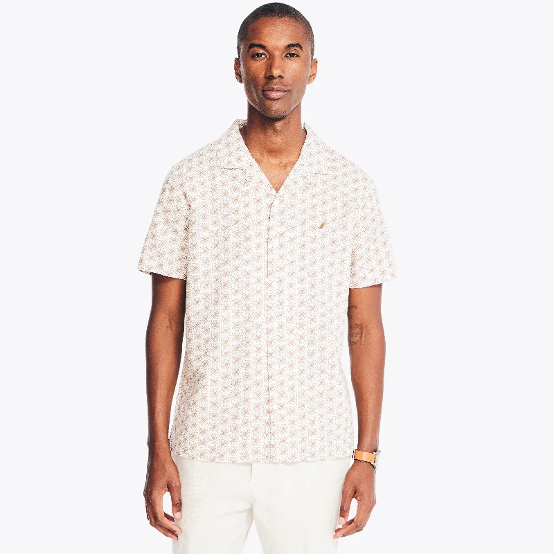 Men's Wingtip-Collar Shirts for a Classic TouchNautica Mens Sustainably Crafted Printed Linen Short-Sleeve Shirt